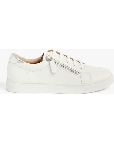 John Lewis Edison Wide Fit Leather Trainers - White
