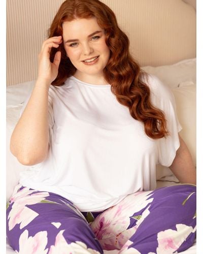 Cyberjammies Valentina Short Sleeve Jersey Slouch Pyjama Top - Purple