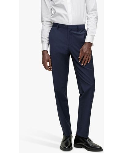 BOSS Leon Regular Fit Wool Blend Suit Trousers - Blue