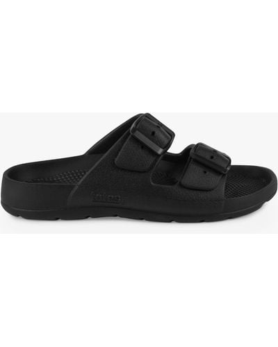 Totes Solbounce Adjustable Buckle Slide Sandals - Black