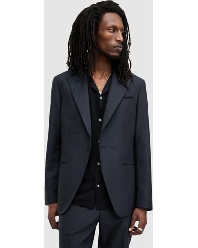 AllSaints Howling Relaxed Fit Wool Blend Suit Jacket - Blue