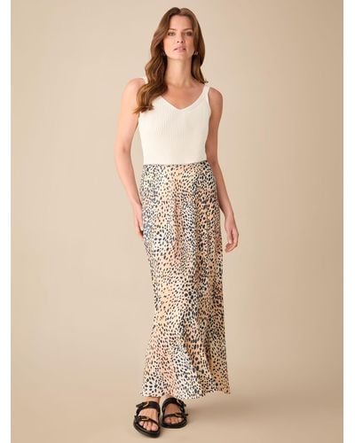 Ro&zo Petite Leopard Print Maxi Skirt - Natural