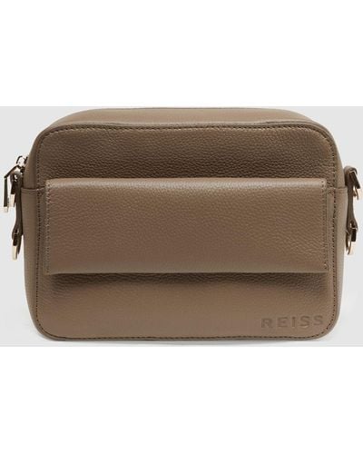 Reiss Clea Leather Cross Body Camera Bag - Brown