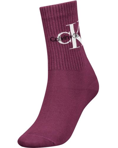 Calvin Klein Ribbed Logo Socks - Purple