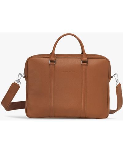 Longchamp Le Foulonné Extra Small Leather Briefcase - Brown