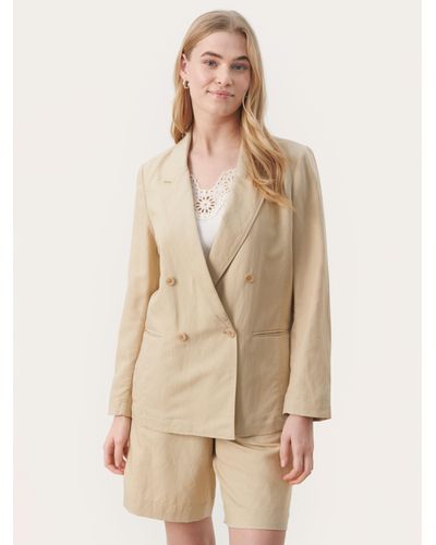 Part Two Genevie Double Breasted Linen Blend Blazer - Natural