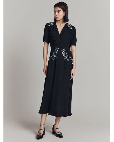 Ghost Maeve Floral Embroidery Dress - Black