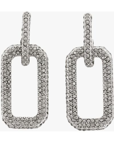 AllSaints Geometric Link Pave Drop Earrings - White