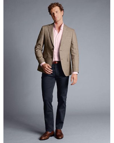 Charles Tyrwhitt Classic Fit Linen Cotton Blend Jacket - Grey