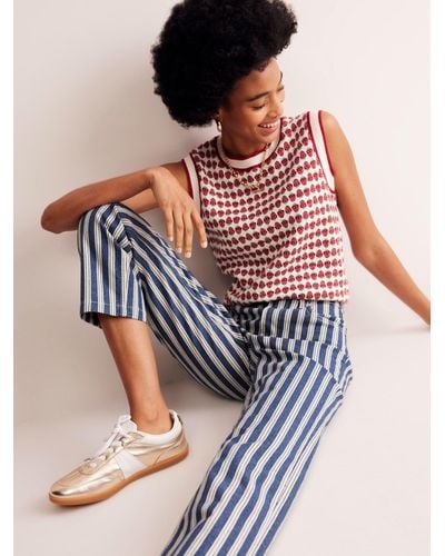 Boden Striped Straight Leg Jeans - Multicolour