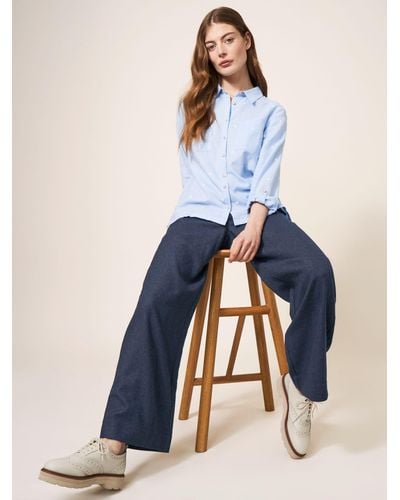 White Stuff High Waist Wide Leg Trousers - Blue