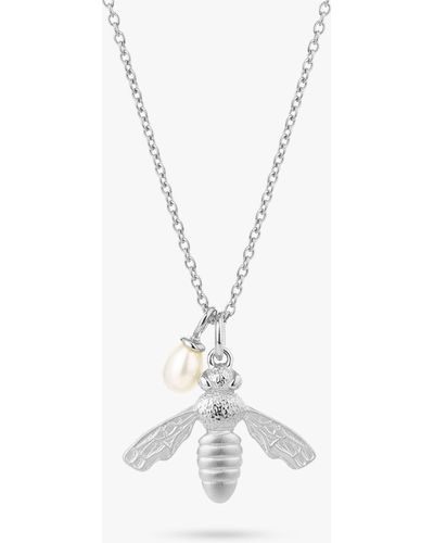 Claudia Bradby Pearl & Flying Bee Pendant Necklace - White