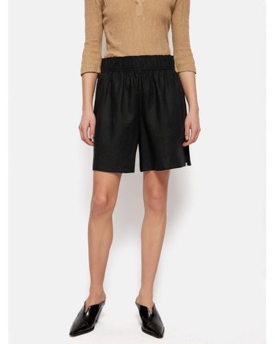 Jigsaw Elastic Waist Linen Shorts - Black