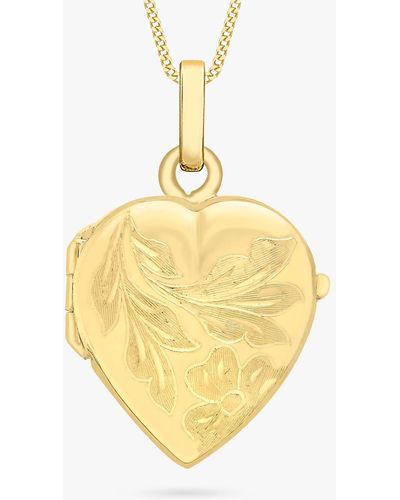Ib&b 9ct Gold Flower Heart Locket Pendant Necklace - Metallic