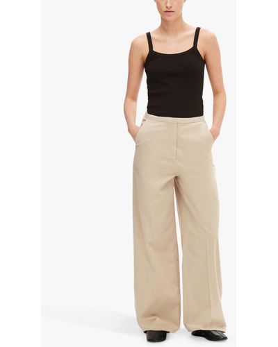 SELECTED Mikala Wide Leg Trousers - Natural