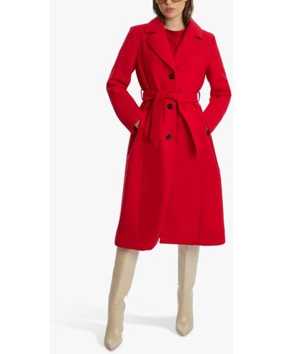 James Lakeland Button Belted Coat - Red