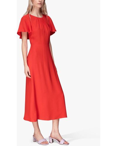 Whistles Annabelle Cape Sleeve Dress - Red