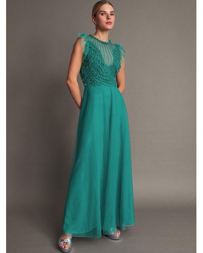 Monsoon Irina Hand-embellished Maxi Dress Green