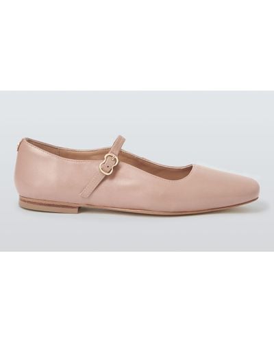John Lewis Harrietta Mary Jane Leather Court Shoes - Pink