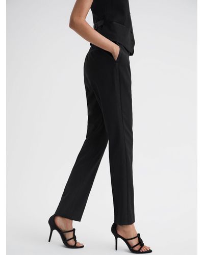 Reiss Alia - Black Slim Fit Satin Stripe Suit Trousers