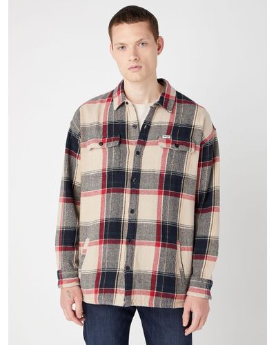 Wrangler Check Relaxed Fit Overshirt - Grey