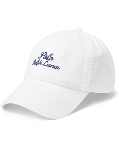 Ralph Lauren Chain Stitched Logo Cap - White