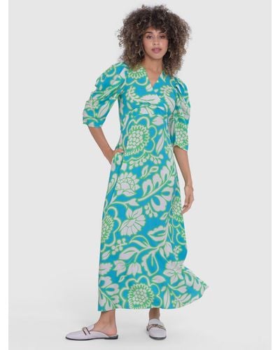 Closet Floral Print Wrap Midi Dress - Blue