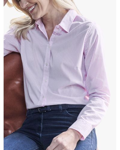 Pure Collection Stripe Cotton Shirt - Pink