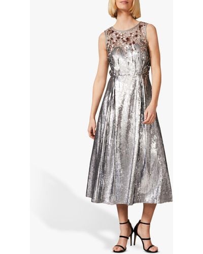 Phase Eight Silver Lainey Shimmer Sequin Midi Dress - Metallic