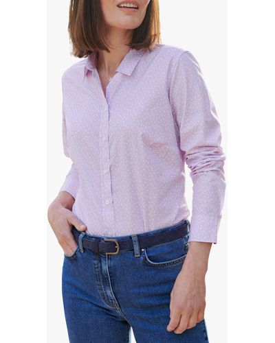 Pure Collection Spot Print Cotton Shirt - Purple
