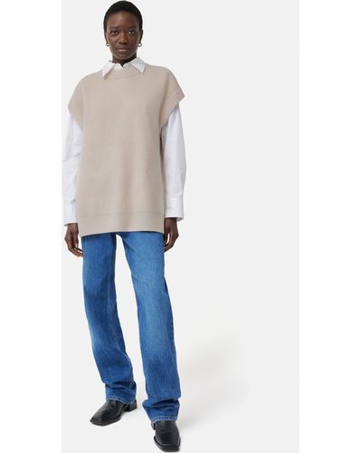 Jigsaw Merino Cashmere Blend Knitted Longline Tunic - White