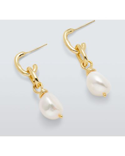 Lido Freshwater Pearl Open Ring Drop Earrings - White