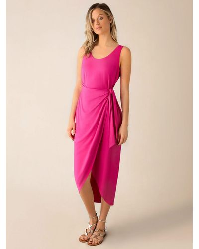Ro&zo Jersey Tie Waist Midi Dress - Pink