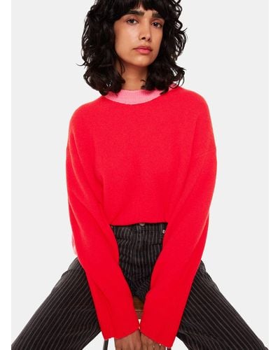 Whistles Colour Block Crew Neck Knit - Red