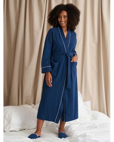 Pretty You London Luxury Suite Waffle Dressing Gown - Blue