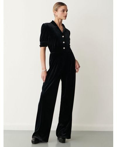 Finery London Frances Velvet Jumpsuit - Black