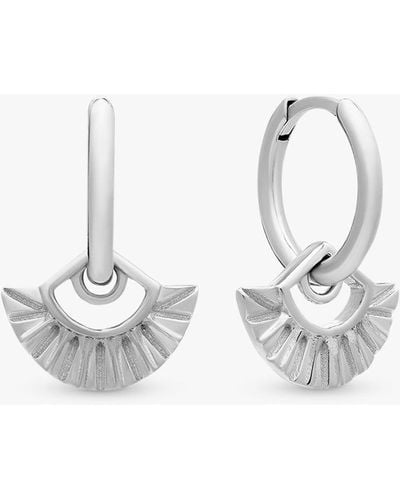 Rachel Jackson Deco Fan Gold Hoop Earrings - White