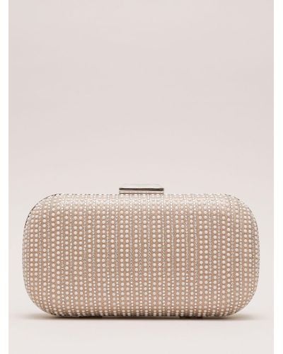 Phase Eight Pearl Embellished Box Clutch Bag - Natural