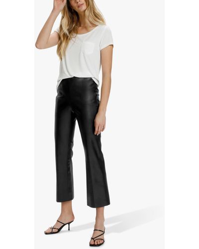 Soaked In Luxury Kaylee Faux Leather Kick Flare Trousers - Black