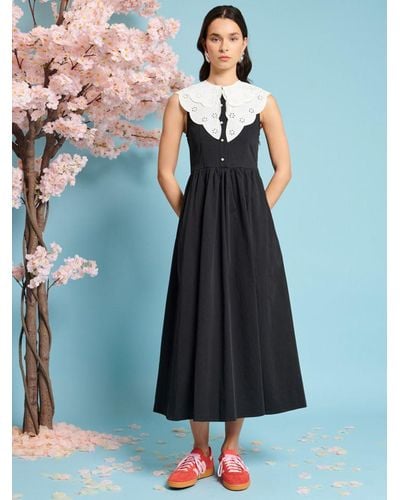Sister Jane Ara Contrast Collar Midi Dress - Blue
