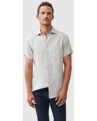 Rodd & Gunn Palm Beach Linen Slim Fit Short Sleeve Shirt - White