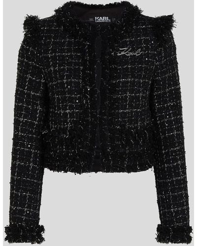 Karl Lagerfeld Check Boucle Jacket - Black