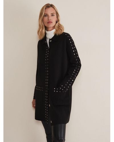 Phase Eight Cassidy Studded Wool Blend Shacket - Black