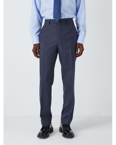 John Lewis Culford Regular Fit Check Wool Suit Trousers - Blue