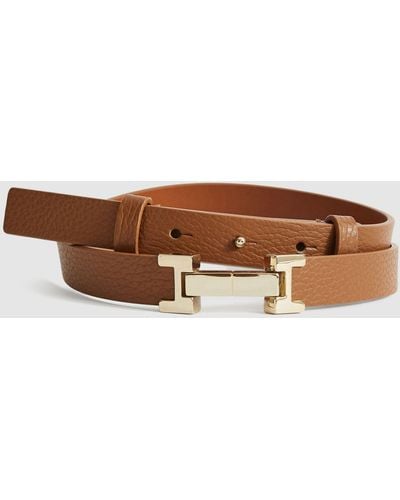 Reiss Hayley Skinny Leather Belt - White