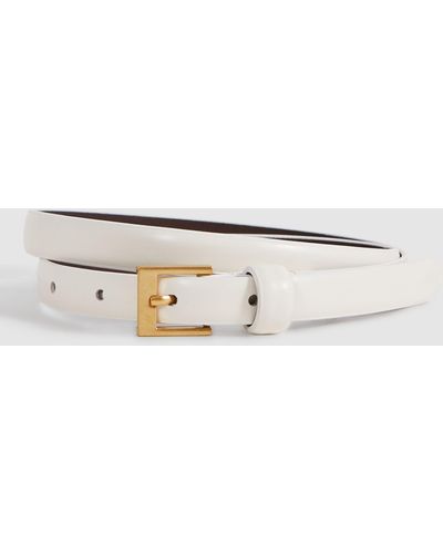 Reiss Holly Skinny Leather Belt - Natural