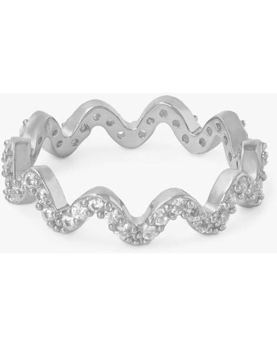 Orelia Pave Wave Ring - White