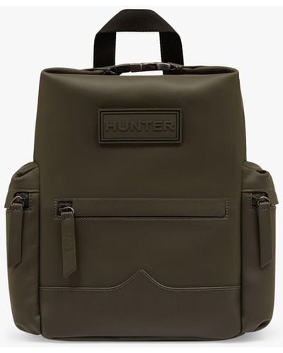 HUNTER Original Top Clip Rubberised Mini Leather Backpack - Green