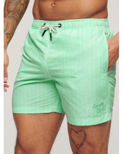 Superdry Stripe 15" Swim Shorts - Green