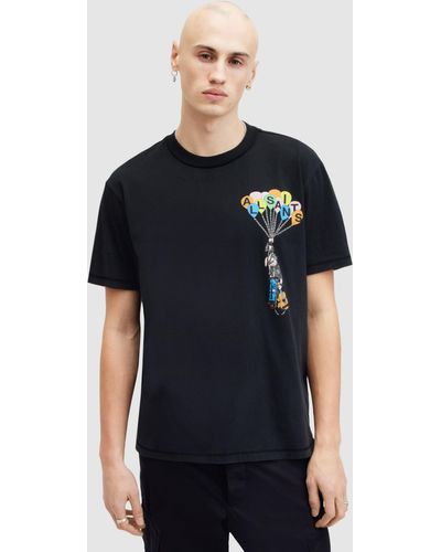 AllSaints Lofty Organic Cotton Graphic Relaxed Fit T-shirt - Black